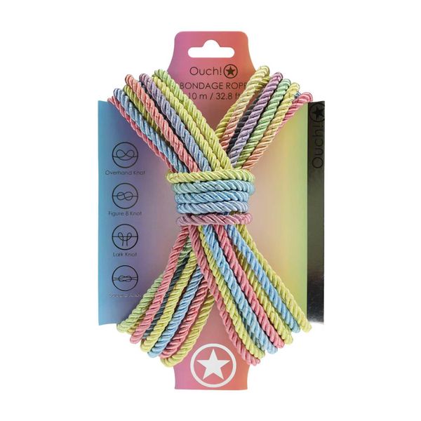 Polyester Bondage Rope - 32.8 Ft / 10 M - Multicolor Pastel zdjęcie 1