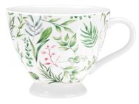 Kubek porcelanowy filiżanka RAVI 370 ml biały wzór gałązki listki