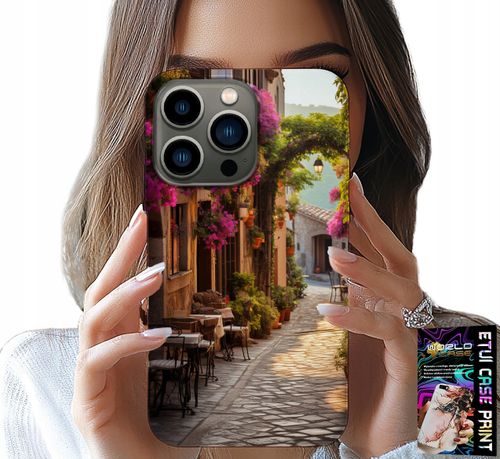 ETUI DO IPHONE 16 PRO MAX - MALOWNICZA ULICZKA Z KAWIARNIĄ + SZKŁO na Arena.pl