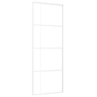 Drzwi przesuwne, szkło ESG i aluminium, 76x205 cm, białe