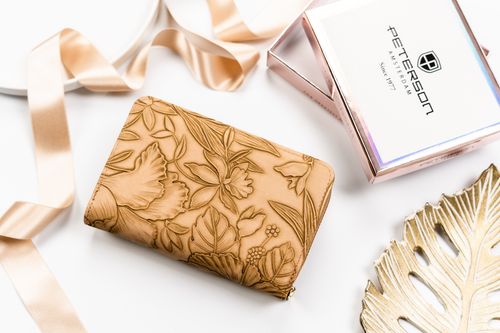 portfel damski ze skóry ekologicznej z botanicznym wzorem - peterson na Arena.pl