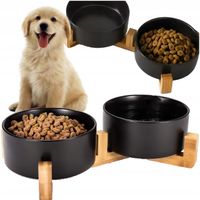 MISKA DLA PSA KOTA PODWÓJNA CERAMICZNA MISKI CERAMICZNE NA STOJAKU 2x850ml