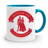 Kubek Błękitny Na Walentynki Z Całego Serca Z Nadrukiem Ze Zdjęciem