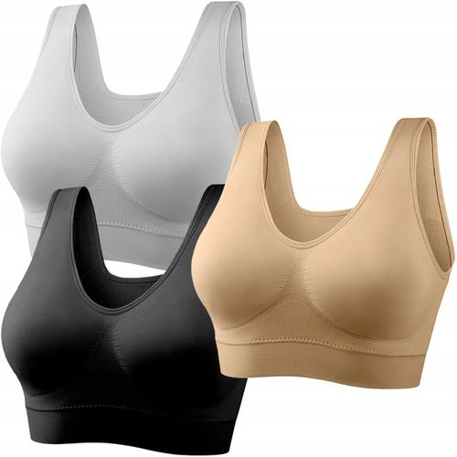 XL 3-pak Biustonoszy Bezszwowych bez Zapięć i Fiszbin z Push-up Wkładkami na Arena.pl