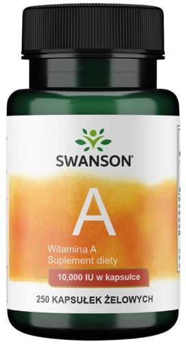 Swanson Witamina A 10.000IU 250kaps. Wzrok Prawidłowa pigmentacja skóry na Arena.pl