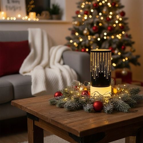 Lampion Świąteczny LED Duży Szklany - Dekoracja Świąteczna Ozdobna Na Stół na Arena.pl