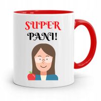 Kubek Czerwony Na Dzień Nauczyciela Super Pani Z Nadrukiem Ze Zdjęciem