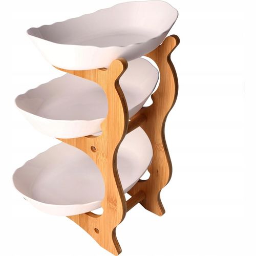 PATERA 3 PIĘTROWA KOSZ NA OWOCE WARZYWA STOJAK BAMBUSOWY TACA DUŻA na Arena.pl