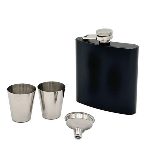 Piersiówka stalowa zestaw z kieliszkami i lejkiem w eleganckim pudełku na Arena.pl