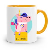 Dla Pracownika Kubek Żółty Best Employee Prezent Z Nadrukiem Ze Zdjęciem