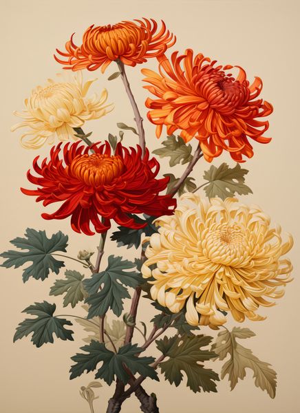 Plakat 40x55cm Tańczące Chryzantemy zdjęcie 1