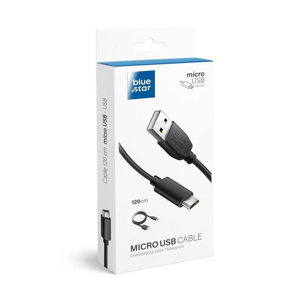 Kabel USB A do Micro USB Blue Star Lite 3A 1,2 m czarny zdjęcie 1