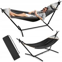 Hamak ogrodowy dwuosobowy mocny metalowy stelaż di volio Lecco grafitowy