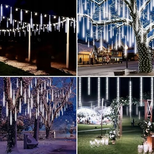 LAMPKI SOPLE ZEWNĘTRZNE CHOINKOWE METEORYT 360 LED ZIMNE 50 CM 10 SZT na Arena.pl