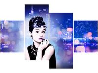 OBRAZ USTA AUDREY HEPBURN PANORAMA MIASTA NIEBIESKI