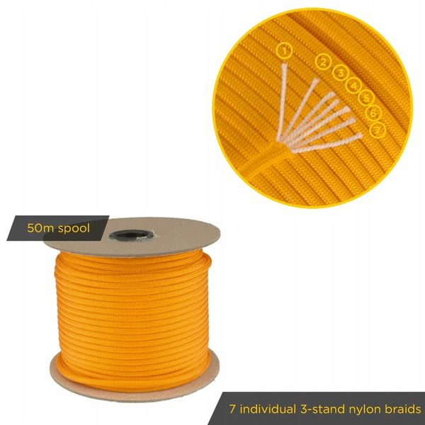 Linka EDCX 4mm Paracord 550 - (Orange Yellow, 50m) zdjęcie 2