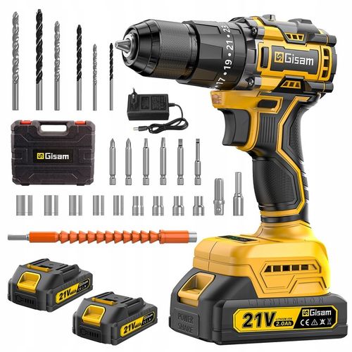 Zestaw bezszczotkowej wiertarki udarowej/wkrętarki 21V - 2 baterie + na Arena.pl