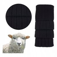 Getry Damskie na Nogi Wełna Ocieplacze na Łydki Ciepłe Cerber CZARNE