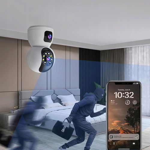 KAMERA MONITORUJĄCA BIAŁA 2,4G WIFI PTZ + 2 OBIEKTYWY 2MP na Arena.pl