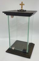 znicz metal kapliczka  krzyż 16 x 16 x 30 cm