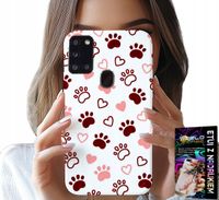 ETUI DO SAMSUNG GALAXY A21s - PSIE ŁAPKI NA BIAŁYM TLE, PIES, KOT, MIŚ