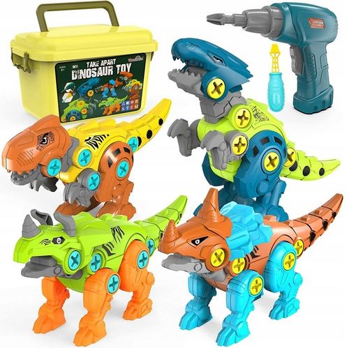 Klocki konstrukcyjne DINOZAURY do skręcania ZESTAW z wkrętarką śrubokrętem na Arena.pl