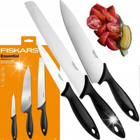 FISKARS Essential Zestaw komplet 3 noży nóż szefa kuchni do chleba obierani