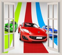 FOTOTAPETA 3D OKNO dla dzieci samochody auta cars