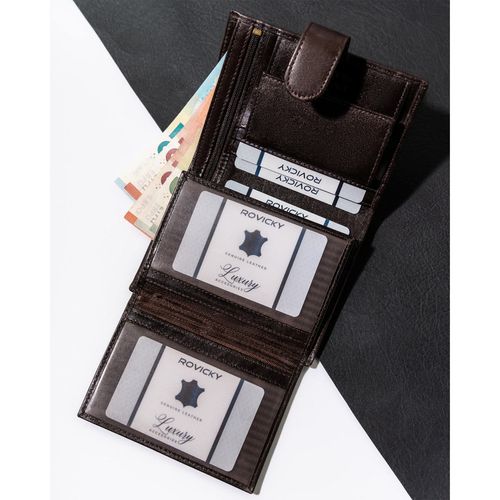 portfel męski na dokumenty z rfid w brązowym kolorze - rovicky na Arena.pl