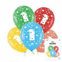 ZESTAW KOLOROWYCH BALONÓW Z CYFRĄ 1 NA IMPREZE URODZINOWĄ PRZYJĘCIE