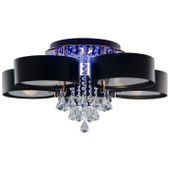 Glamour LAMPA sufitowa DRS8006/5 LED 300W TR BL Elem 5-punktowa OPRAWA z pilotem kryształki złote czarne