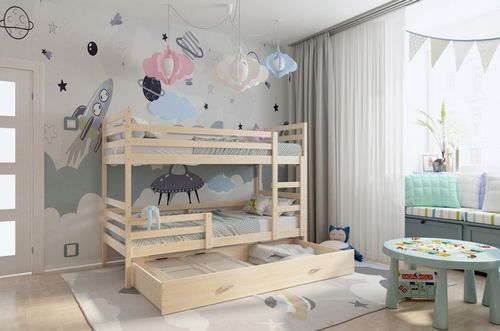 Łóżko piętrowe 190x80 szuflada + materace JACEK na Arena.pl