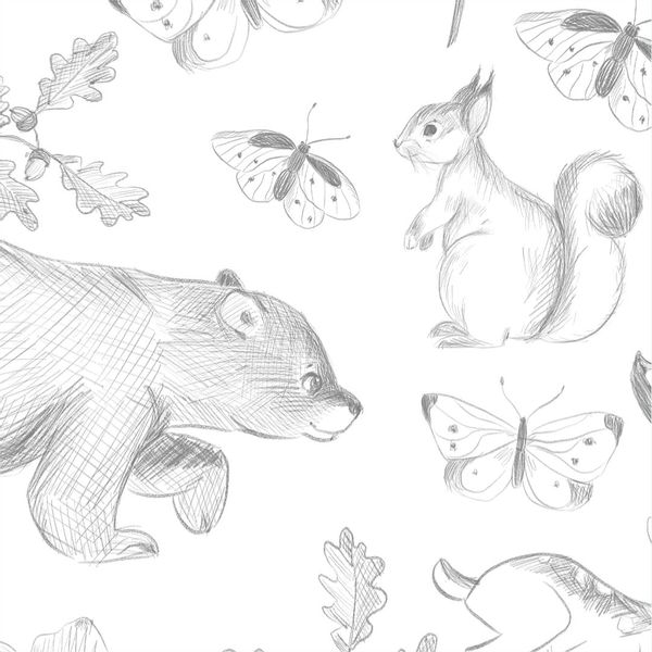 Tapeta Szkic Zwierzęta W118 270 cm płótno zdjęcie 1