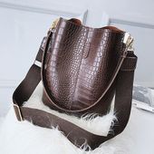 Torba Damska - LUXUSOWA W Stylu Shopper - Crocodile Brązowa