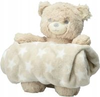 MASKOTKA Z POLAROWYM BEŻOWYM KOCEM DLA DZIECI MIŚ PRZYTULANKA 75 X 100 CM