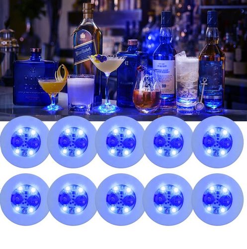 Podstawka Naklejka LED pod Butelkę Szklankę Kubek Zestaw 10 szt. na Arena.pl