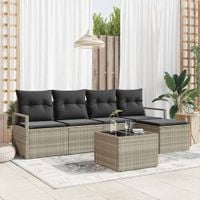 Zestaw Sof z poduszką 6 pcs Jasnoszary polirattan