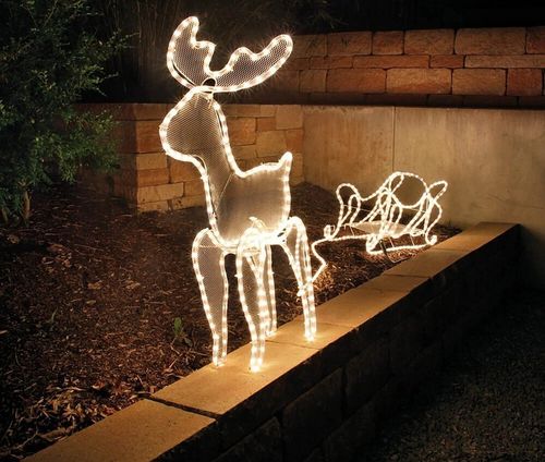 Renifer z Saniami 504 Led Zewnętrzny XXL ZAPRZĘG 230V Świecący Jelonek na Arena.pl