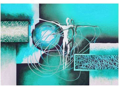 100 70CM OBRAZ PŁÓTNO TAŃCZĄCE POSTACIE NIEBIESKIM PŁÓTNO RAMA na Arena.pl