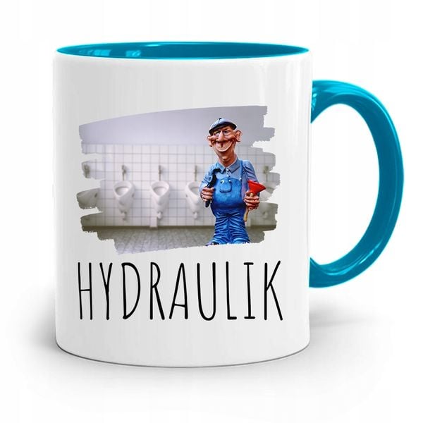 Kubek Błękitny Prezent Dla Hydraulika Hydraulik Z Nadrukiem Ze Zdjęciem zdjęcie 1