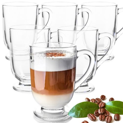 6x SZKLANKI DO KAWY LATTE HERBATY 300ml SZKLANKA KOMPLET Z UCHEM na Arena.pl