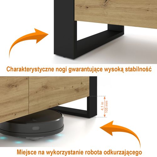 Komoda NUKA C 155 cm dąb artisan czarna stojąca na Arena.pl