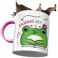 Kubek Różowy Śmieszny Żajebać Ci? Prezent Z Nadrukiem Ze Zdjęciem