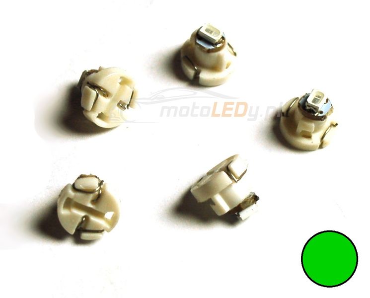 ŻARÓWKA LED T4.7, T5, R5, W1,2W, W2W 0,2W  12V zegary 20lm zielona zdjęcie 1