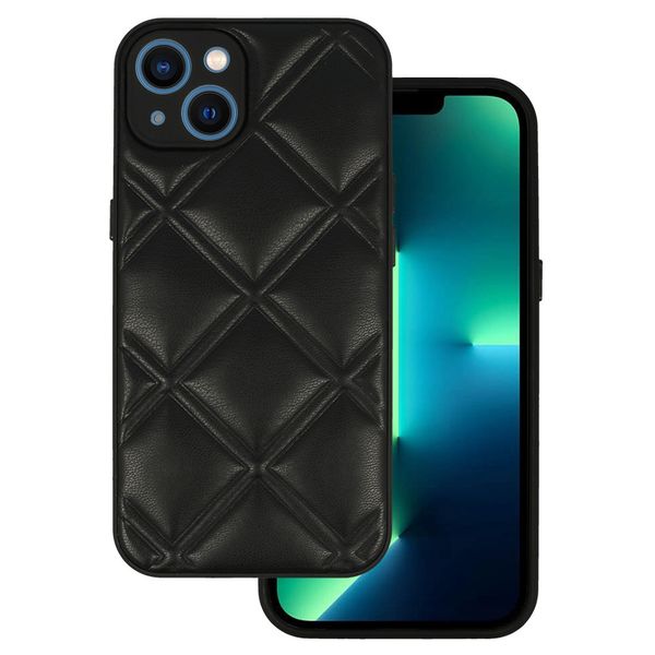 Leather 3D Case do Iphone 13 wzór 3 czarny zdjęcie 1