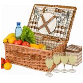 Kosz piknikowy koszyk wiklinowy zestaw 4 osobowy termotorba sztućce talerze