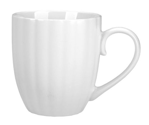 Kubek porcelanowy 380 ml biały mat wypukły ryflowany wzór paseczki prążki na Arena.pl