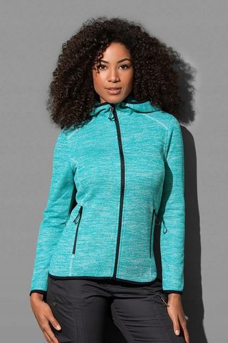 Rozpinany polar damski z kapturem kieszenie Recycled ekologiczny turkus XS na Arena.pl