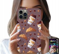 ETUI DO IPHONE 13 PRO MAX - CASE Z KAWĄ ROGALIKAMI I ZIARNAMI W TLE