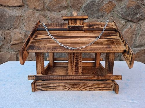 KARMNIK DREWNIANY opalany dla ptaków z WSYPEM WSYP budka lęgowa DUŻY na Arena.pl